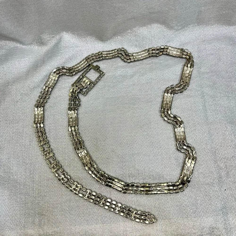 Clear Rhinestone Crystal Mesh Bling Belt Retro Vintage Look